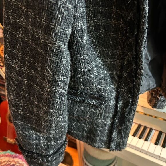Chic Black and White Tweed Blazer XL - Picture 11 of 12